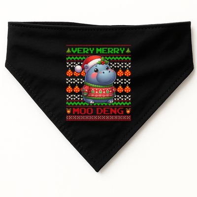Very Merry Moo Deng Christmas Cute Hippo Moo Deng USA-Made Doggie Bandana