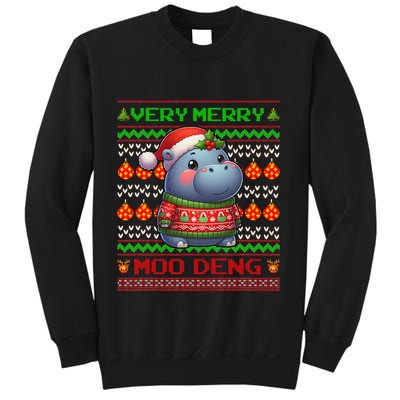 Very Merry Moo Deng Christmas Cute Hippo Moo Deng Sweatshirt