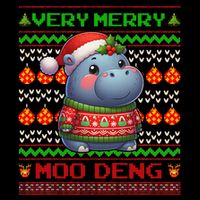 Very Merry Moo Deng Christmas Cute Hippo Moo Deng Drawstring Bag