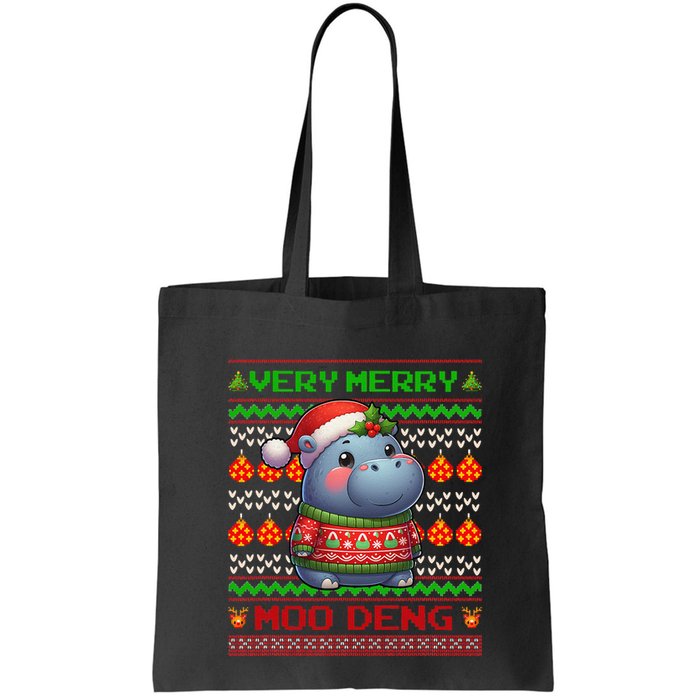 Very Merry Moo Deng Christmas Cute Hippo Moo Deng Bag