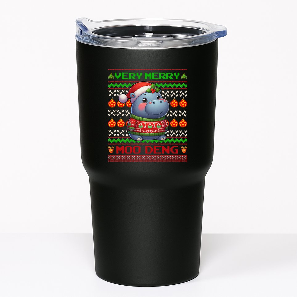 Very Merry Moo Deng Christmas Cute Hippo Moo Deng Tumbler