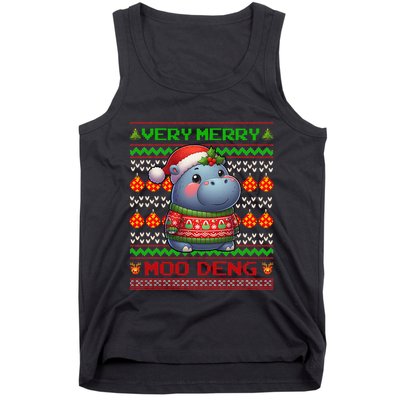 Very Merry Moo Deng Christmas Cute Hippo Moo Deng Tank Top