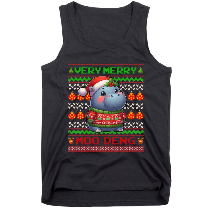 Very Merry Moo Deng Christmas Cute Hippo Moo Deng Tank Top