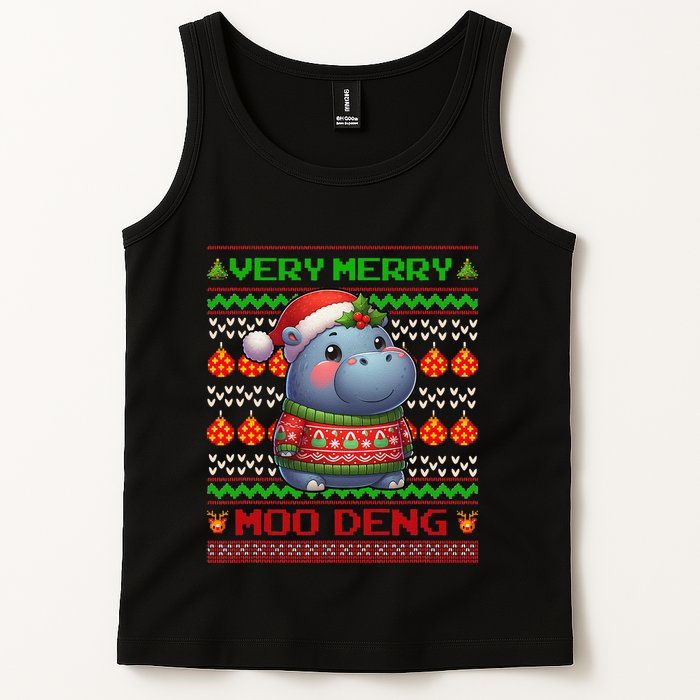 Very Merry Moo Deng Christmas Cute Hippo Moo Deng Tank Top