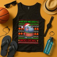 Very Merry Moo Deng Christmas Cute Hippo Moo Deng Tank Top