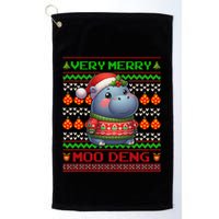 Very Merry Moo Deng Christmas Cute Hippo Moo Deng Golf Towel