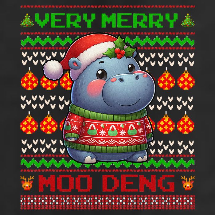 Very Merry Moo Deng Christmas Cute Hippo Moo Deng Golf Towel