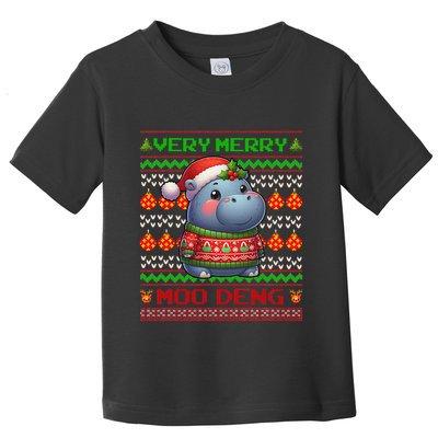 Very Merry Moo Deng Christmas Cute Hippo Moo Deng Toddler T-Shirt