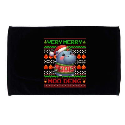 Very Merry Moo Deng Christmas Cute Hippo Moo Deng Microfiber Hand Towel