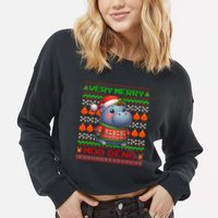 Very Merry Moo Deng Christmas Cute Hippo Moo Deng Cropped Pullover Crew