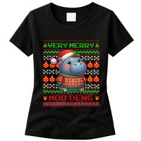 Very Merry Moo Deng Christmas Cute Hippo Moo Deng Womens T-Shirt