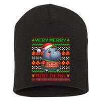 Very Merry Moo Deng Christmas Cute Hippo Moo Deng Short Acrylic Beanie