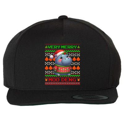 Very Merry Moo Deng Christmas Cute Hippo Moo Deng Wool Snapback Cap