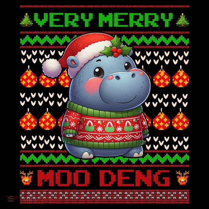 Very Merry Moo Deng Christmas Cute Hippo Moo Deng Wool Snapback Cap