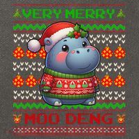 Very Merry Moo Deng Christmas Cute Hippo Moo Deng Cotton Canvas Backpack