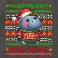 Very Merry Moo Deng Christmas Cute Hippo Moo Deng Vector Backpack