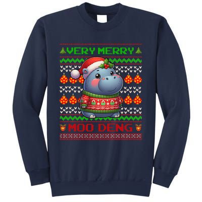 Very Merry Moo Deng Christmas Cute Hippo Moo Deng Sweatshirt