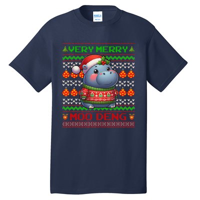 Very Merry Moo Deng Christmas Cute Hippo Moo Deng Tall T-Shirt