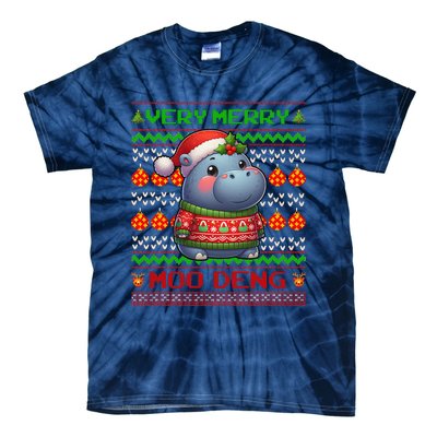 Very Merry Moo Deng Christmas Cute Hippo Moo Deng Tie-Dye T-Shirt