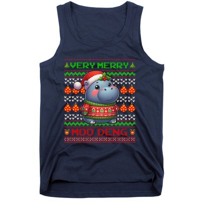 Very Merry Moo Deng Christmas Cute Hippo Moo Deng Tank Top