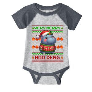 Very Merry Moo Deng Christmas Cute Hippo Moo Deng Infant Baby Jersey Bodysuit