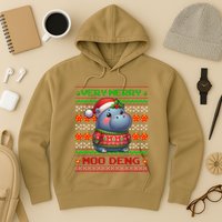 Very Merry Moo Deng Christmas Cute Hippo Moo Deng Hoodie