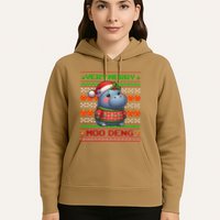 Very Merry Moo Deng Christmas Cute Hippo Moo Deng Hoodie
