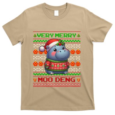Very Merry Moo Deng Christmas Cute Hippo Moo Deng T-Shirt