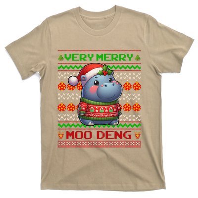 Very Merry Moo Deng Christmas Cute Hippo Moo Deng T-Shirt