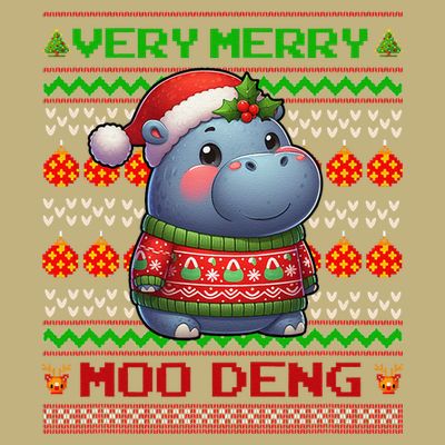 Very Merry Moo Deng Christmas Cute Hippo Moo Deng T-Shirt