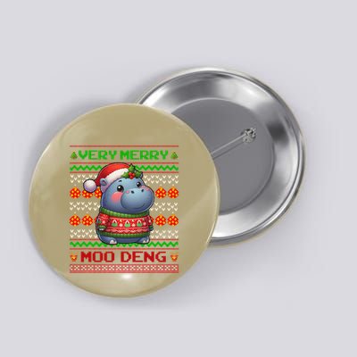 Very Merry Moo Deng Christmas Cute Hippo Moo Deng Button