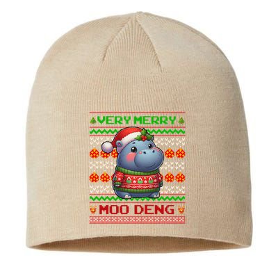 Very Merry Moo Deng Christmas Cute Hippo Moo Deng Sustainable Beanie