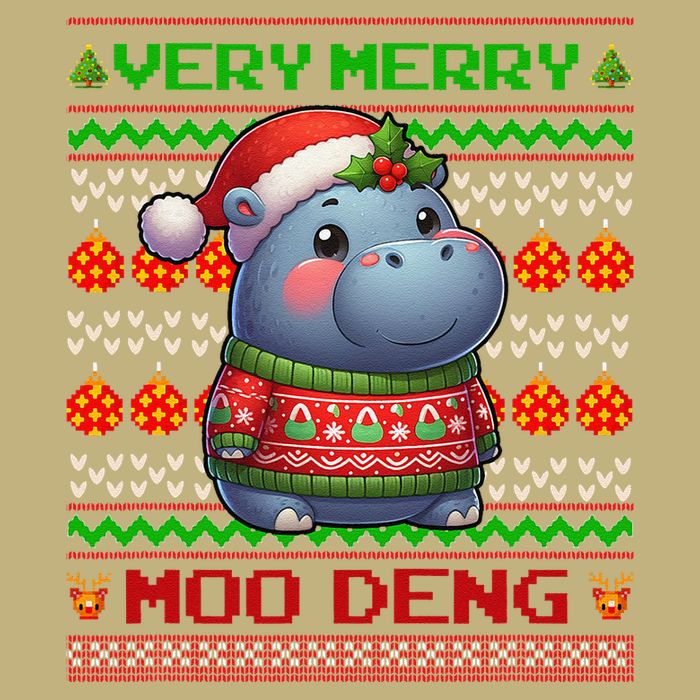 Very Merry Moo Deng Christmas Cute Hippo Moo Deng Sustainable Beanie