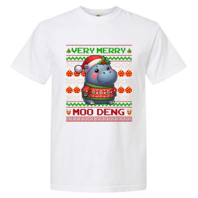 Very Merry Moo Deng Christmas Cute Hippo Moo Deng Garment-Dyed Heavyweight T-Shirt