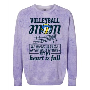 Volleyball Mom My Heart Is Full Funny Mom Volleyball Cute Gift Colorblast Crewneck Sweatshirt