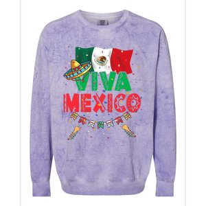 Viva Mexico Mexican Independence Day Independencia De Mexico Colorblast Crewneck Sweatshirt