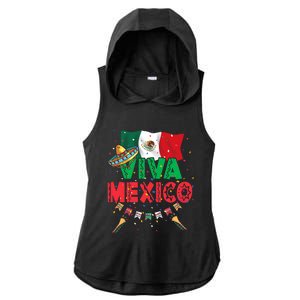 Viva Mexico Mexican Independence Day Independencia De Mexico Ladies PosiCharge Tri-Blend Wicking Draft Hoodie Tank