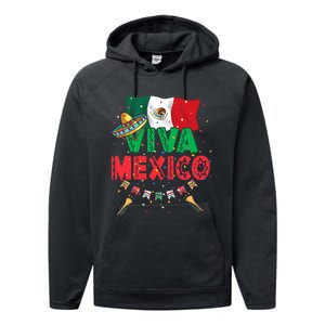 Viva Mexico Mexican Independence Day Independencia De Mexico Performance Fleece Hoodie