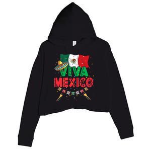 Viva Mexico Mexican Independence Day Independencia De Mexico Crop Fleece Hoodie