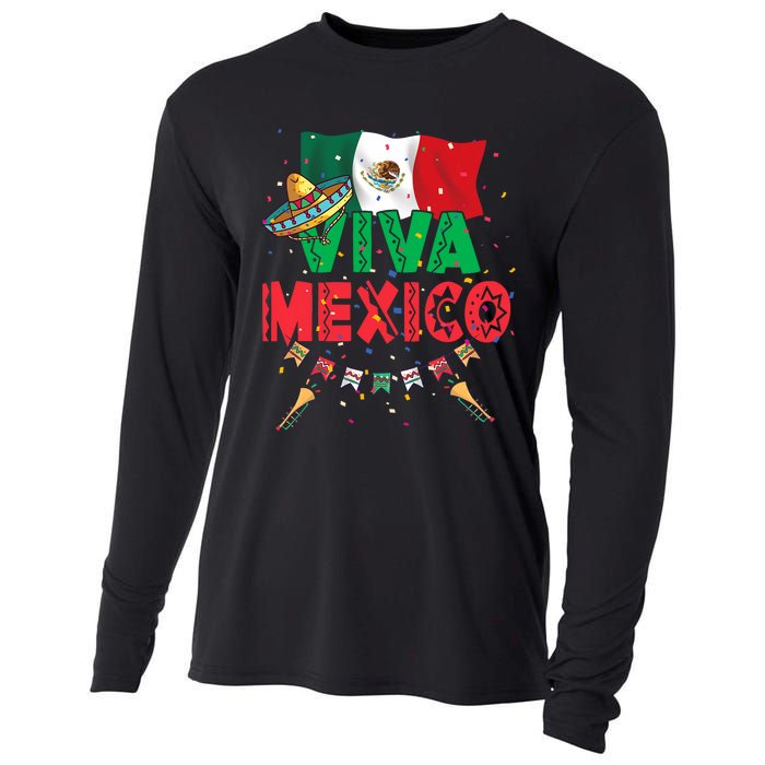 Viva Mexico Mexican Independence Day Independencia De Mexico Cooling Performance Long Sleeve Crew