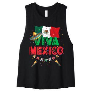 Viva Mexico Mexican Independence Day Independencia De Mexico Women's Racerback Cropped Tank