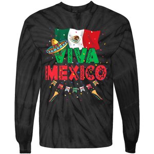 Viva Mexico Mexican Independence Day Independencia De Mexico Tie-Dye Long Sleeve Shirt