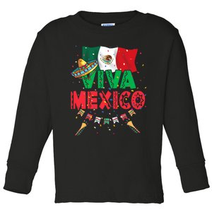 Viva Mexico Mexican Independence Day Independencia De Mexico Toddler Long Sleeve Shirt