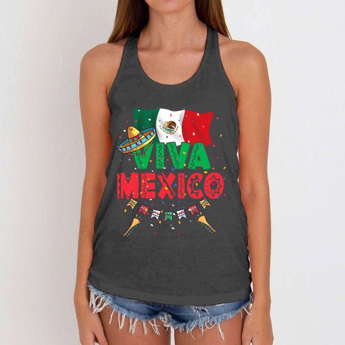 Viva Mexico Mexican Independence Day Independencia De Mexico Women's Knotted Racerback Tank