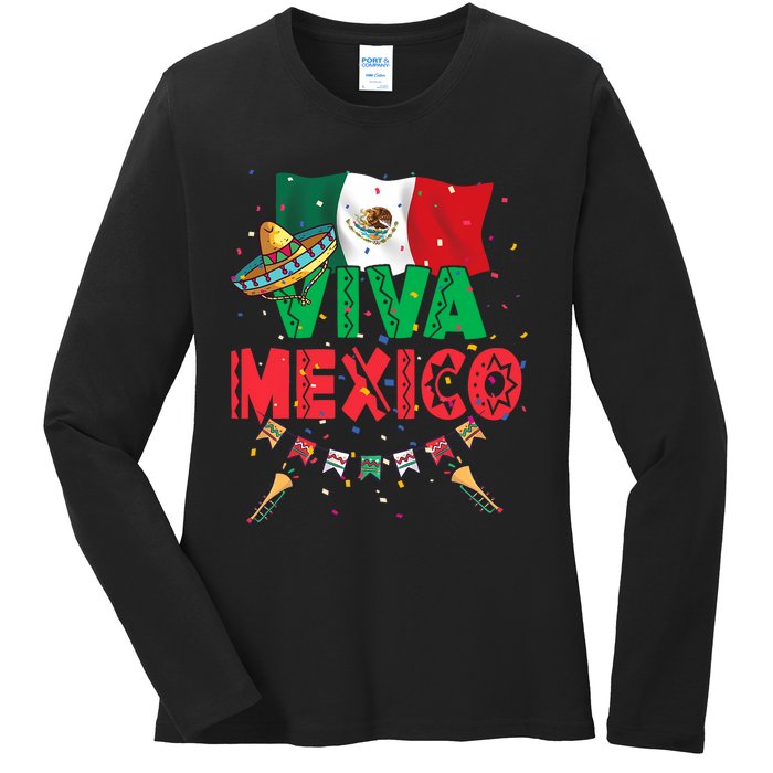 Viva Mexico Mexican Independence Day Independencia De Mexico Ladies Long Sleeve Shirt