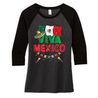 Viva Mexico Mexican Independence Day Independencia De Mexico Women's Tri-Blend 3/4-Sleeve Raglan Shirt