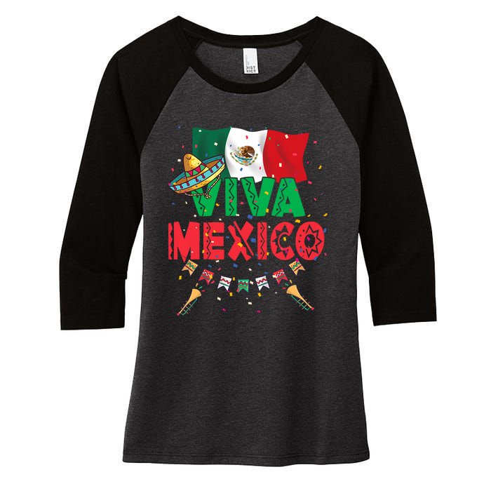 Viva Mexico Mexican Independence Day Independencia De Mexico Women's Tri-Blend 3/4-Sleeve Raglan Shirt