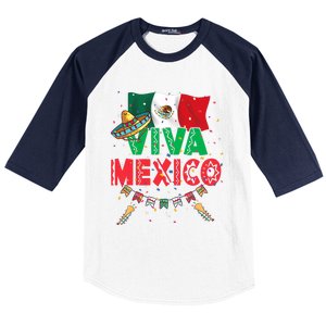 Viva Mexico Mexican Independence Day Independencia De Mexico Baseball Sleeve Shirt