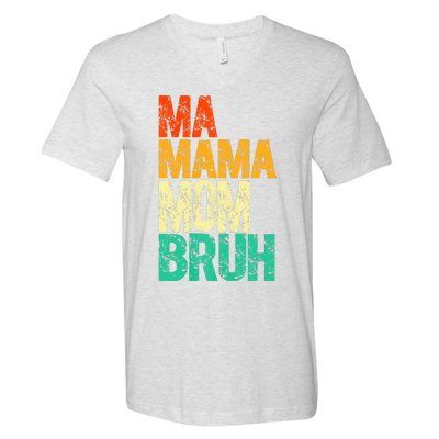 Vintage Ma Mama Mom Bruh Mommy Happy Mother's Day V-Neck T-Shirt