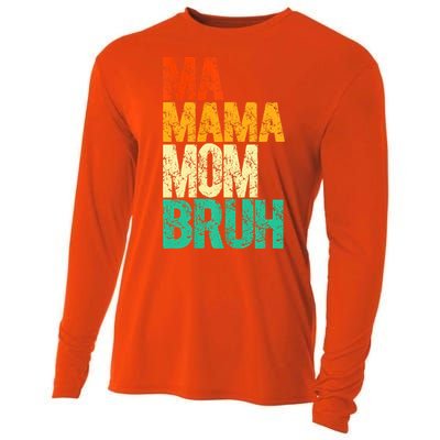 Vintage Ma Mama Mom Bruh Mommy Happy Mother's Day Cooling Performance Long Sleeve Crew